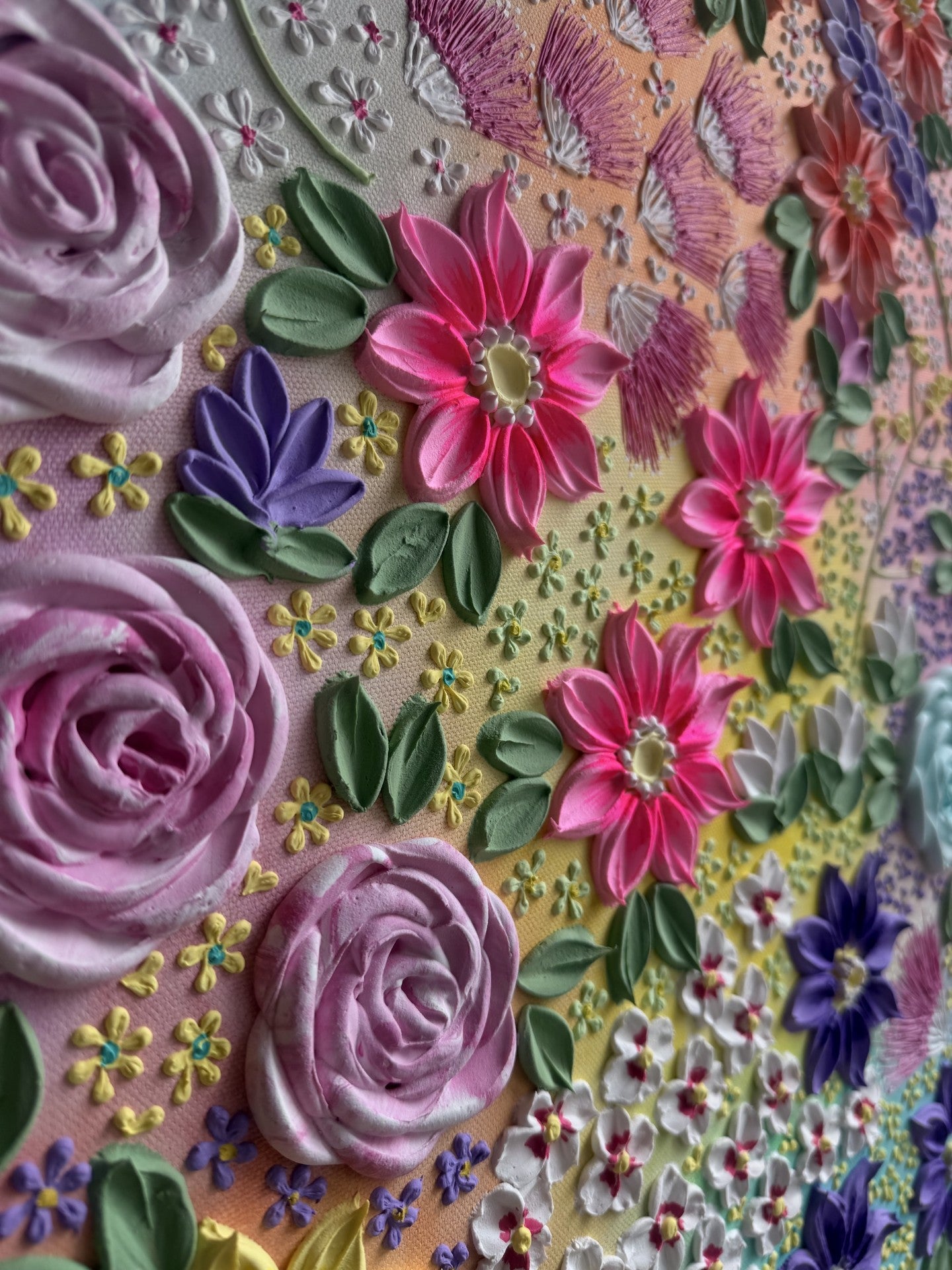 Garden Symphony — close up detail 3, orange flowers and roses