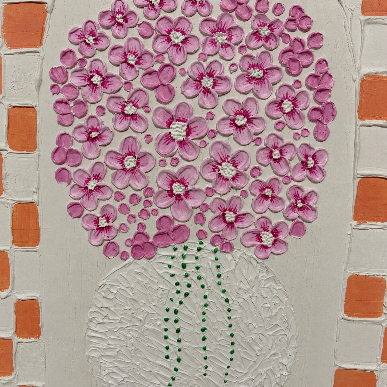 Floral Vase — close-up detail of textured pink blossoms