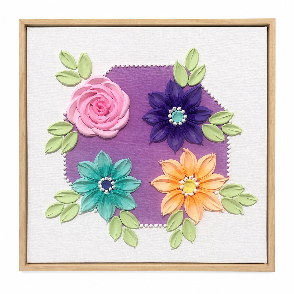Lilac Flowers Octagon 30x30cm – framed on white background