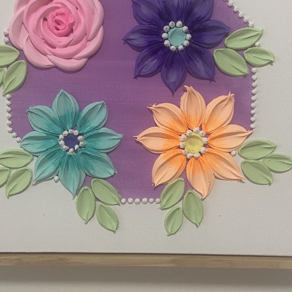 Lilac Flowers Octagon 30x30cm – close up detail 1
