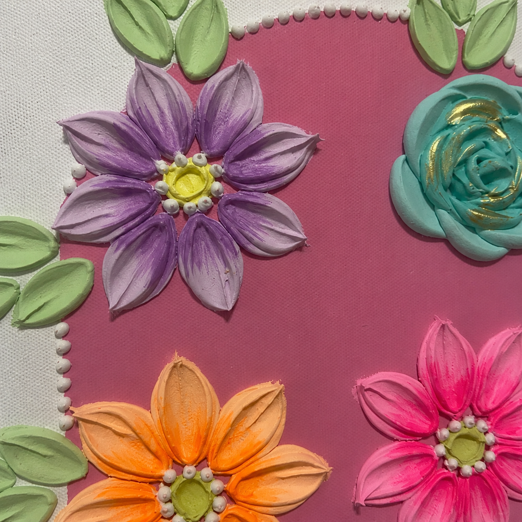Pink Flowers Arch 30x30cm – close up detail 2