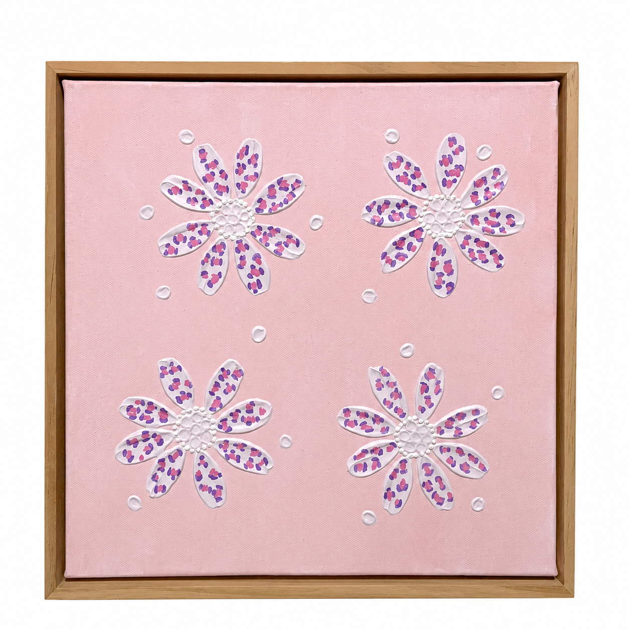 Pink & Purple Flowers — original textured canvas painting 30x30cm by Julie Liu