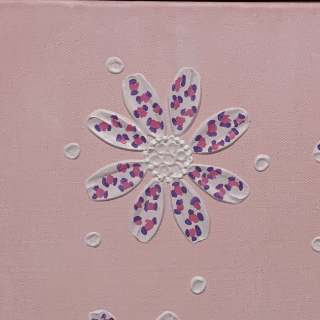 Close-up of Pink & Purple Flowers textured canvas by Julie Liu