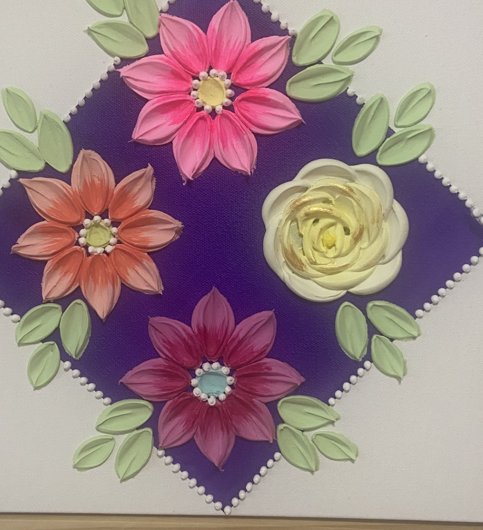 Purple Flowers Diamond 30x30cm – close up detail 2