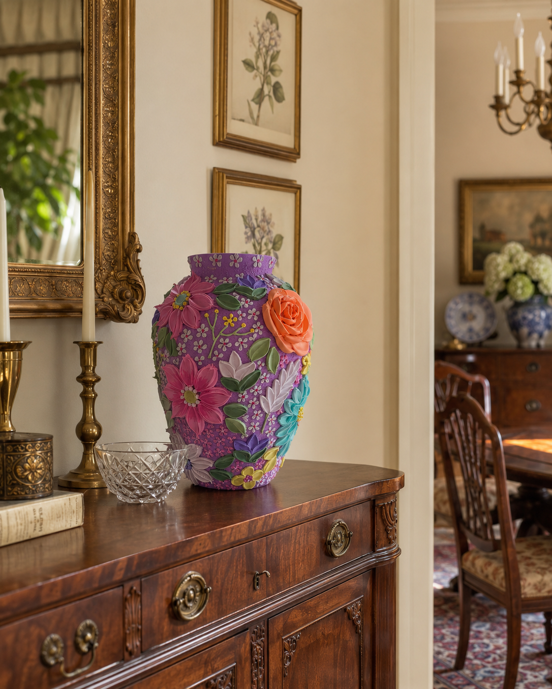 Autumn Season Vase — styled in dining room