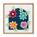 Teal Flowers Arch 30x30cm – framed on white background