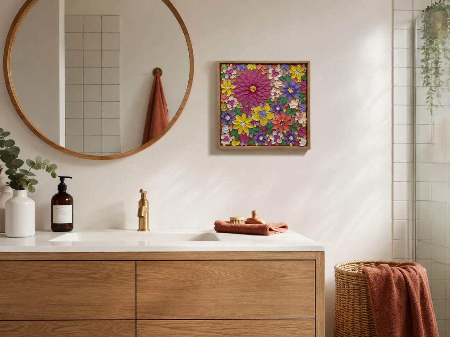 Terracotta Flowers 30x30cm – bathroom lifestyle