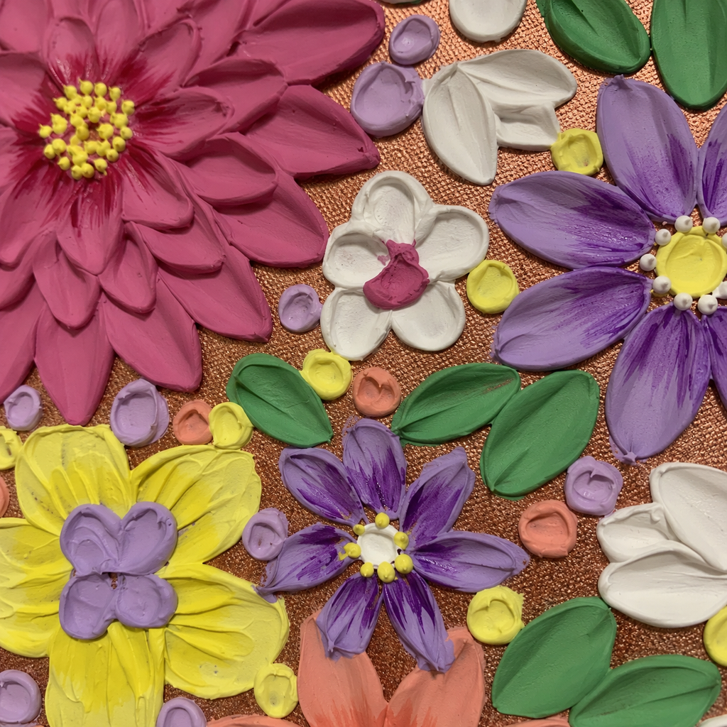 Terracotta Flowers 30x30cm – close up detail