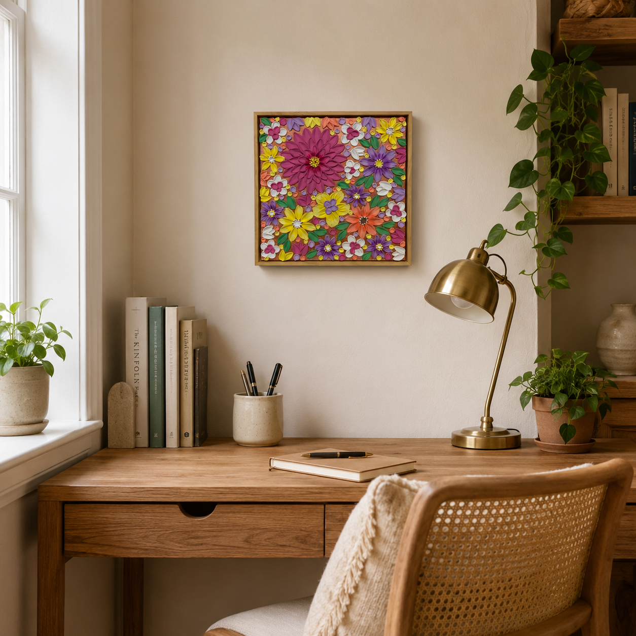 Terracotta Flowers 30x30cm – study nook lifestyle