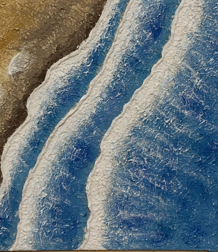 The Beach — close-up detail of textured ocean waves in blue and white