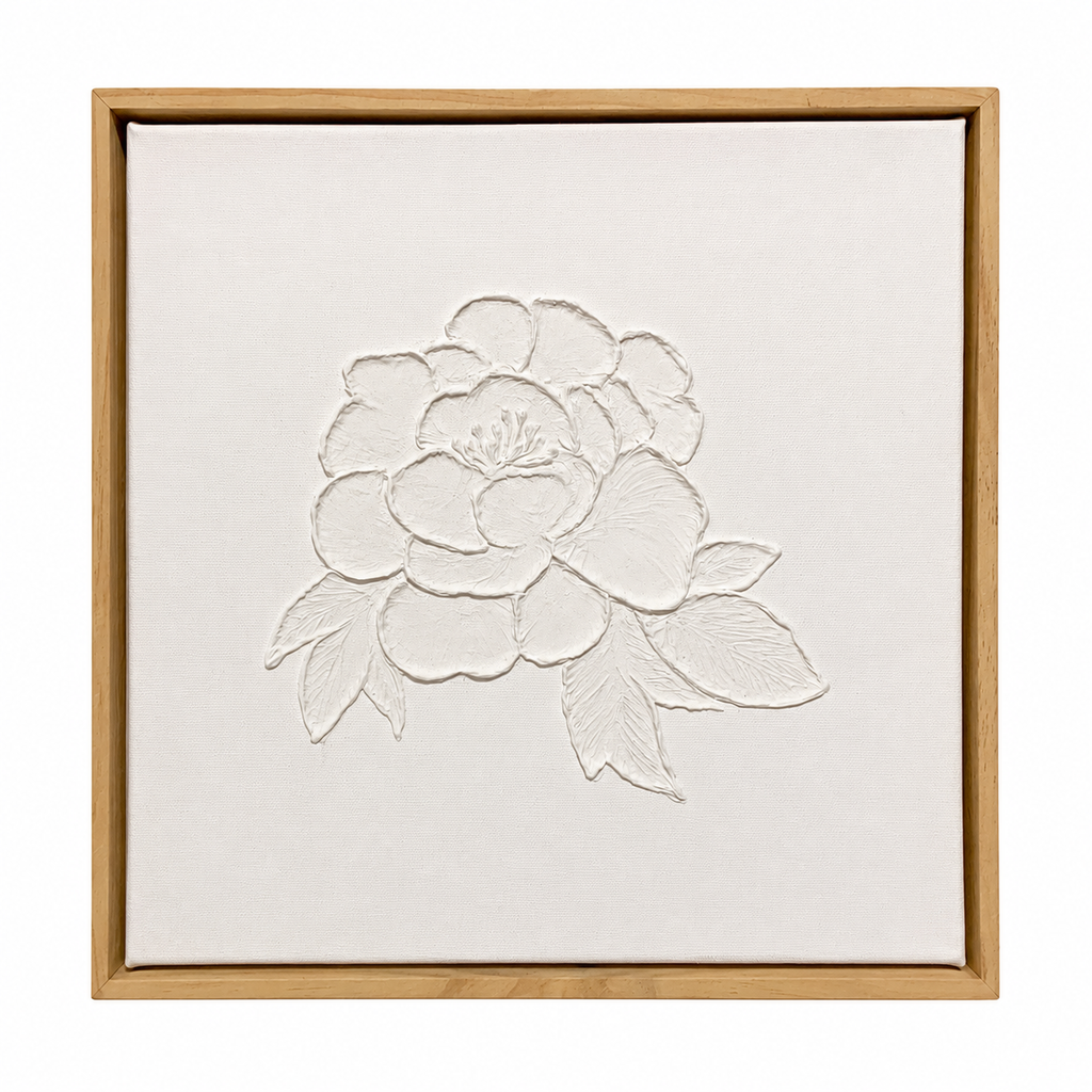 White Rose original textured artwork 30x30cm by Julie Liu — framed