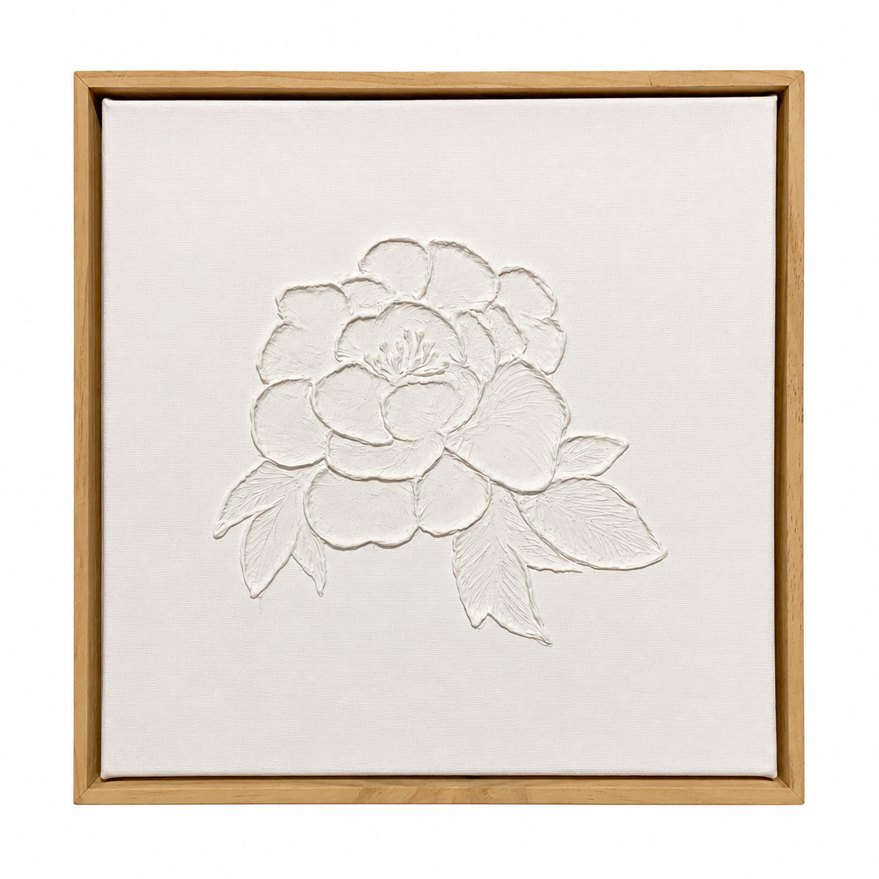 White Rose original textured artwork 30x30cm by Julie Liu — framed