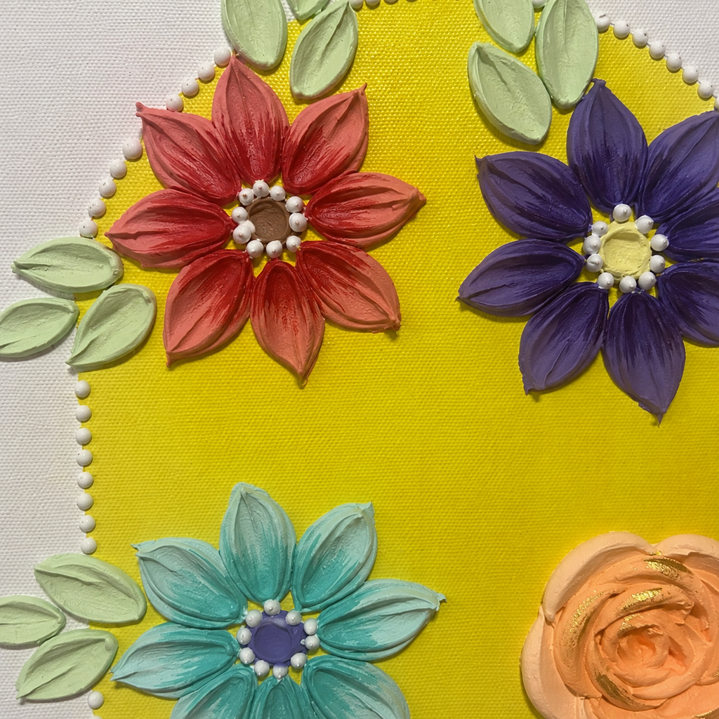 Yellow Flowers Arch 30x30cm – close up detail 2